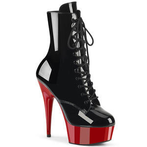 black and red lace-up ankle boot with 6 inch spike heel Delight-1020