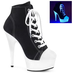 platform lace-up front black canvas sneaker 6-inch high heel shoes DELIGHT-600SK-02