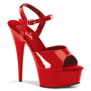 red patent platform ankle strap sandal shoe with 6-inch stiletto high heel Delight-609