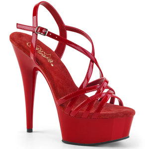 red ankle strap criss-cross strappy 6-inch high heel shoe Delight-613