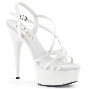 white ankle strap criss-cross strappy 6-inch high heel shoe Delight-613