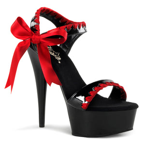 black and red ankle strap platform shoe 6-inch heel Delight-615