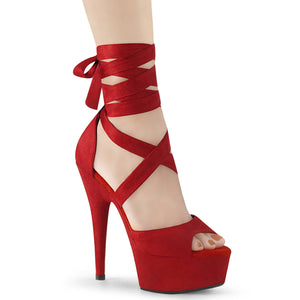 red suede criss cross ankle wrap high heel sandal shoe Delight-679