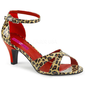 cheetah animal print red Ankle strap sandal shoe with 3-inch heel Divine-435