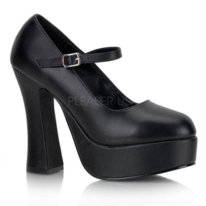 black faux leather Mary Jane platform shoes with 5-inch heels Dolly-50
