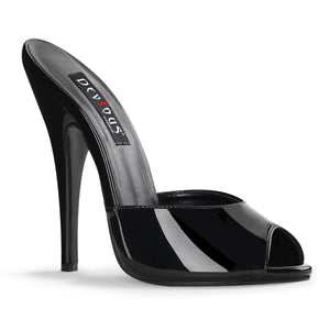 black peep toe slide shoe with 6-inch stiletto heel and no platform Domina-101