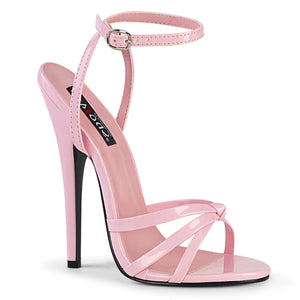 no platform wrap around knotted  strap baby pink sandal shoe with 6-inch heel Domina-108
