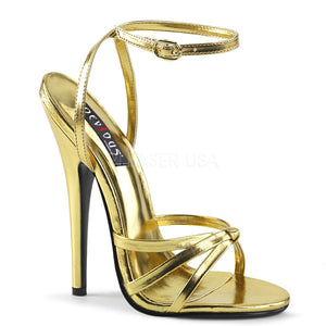 Wrap around knotted gold strap sandal shoe with 6-inch spike heel Domina-108