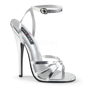 Wrap around knotted silver strap sandal shoe with 6-inch heel Domina-108