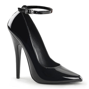 black ankle strap pump shoe with 6-inch stiletto heel Domina-431