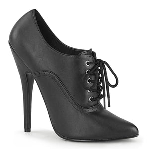 black faux leather Lace-up fetish pumps with 6-inch spike heels Domina-460