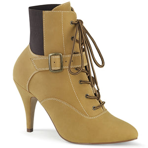tan Lace-up front ankle boot with 4-inch heel Dream-1022