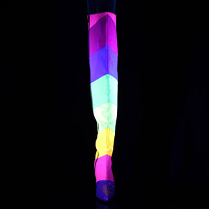 front view Multi-rainbow glitter thigh high boot DREAM-3012RBG