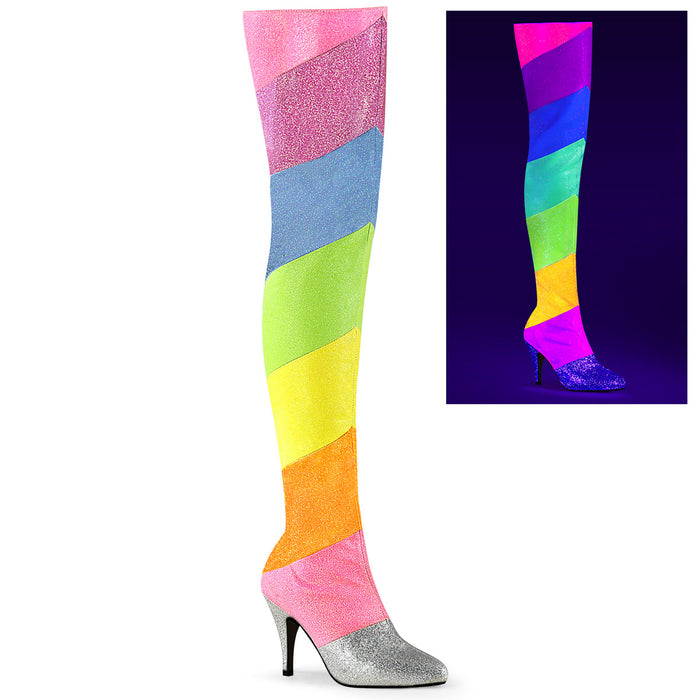 Multi-Rainbow Glitter Thigh High Boots DREAM-3012RBG