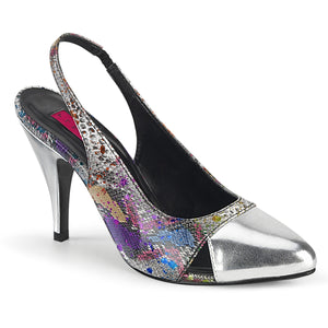 multi-color snake print sling back pump large size high heel shoes 4-inch heel Dream-405
