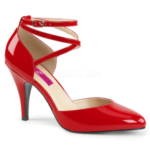 red Crisscross ankle strap D'Orsay pump shoes with 4-inch Dream-408