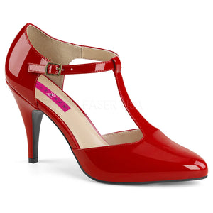 red T-strap pump shoes with 4-inch spike heel Dream-425