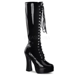 black lace-up platform knee high boot 5-inch chunky heel Electra-2020