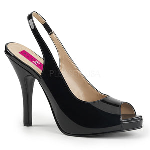 black peep toe slingback sandal with 5-inch spike heel Eve-04
