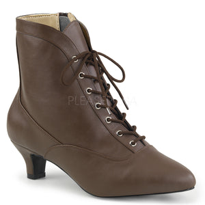 brown lace-up ankle boots with 2-inch heels Fab-1005