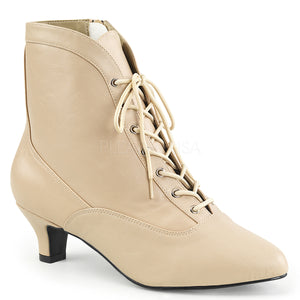 cream lace-up ankle boots with 2-inch heels Fab-1005