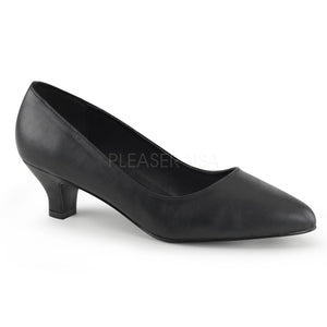 black faux leather classic pump with 2-inch heel Fab-420