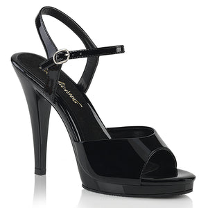 black ankle strap platform shoe 4-inch heel Flair-409
