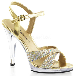 criss-cross gold glitter sandals with 4.5-inch spike heels Flair-419G
