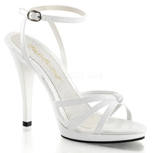 white Strappy ankle wrap platform sandal shoe with 4.5-inch heel Flair-436