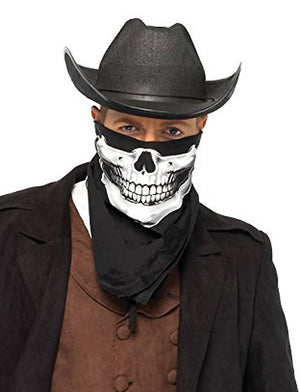 bandit wearing Skull bandana square black kerchief 2141