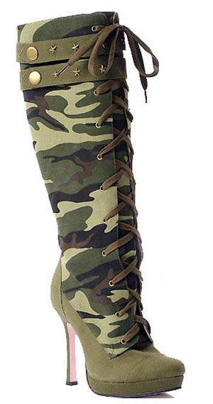 Sergeant knee high sexy camouflage women's Army boots 5025
