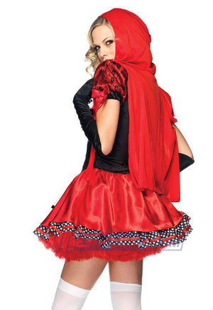 close up of back view Divine Miss Red Little Red Riding Hood costume 83846