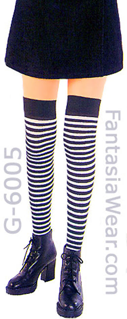 purple and white horizontal striped opaque stockings 6005
