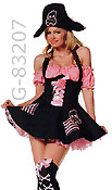 close up of Treasure Hunt Pirate 3-pc pink and black adult costume 83207