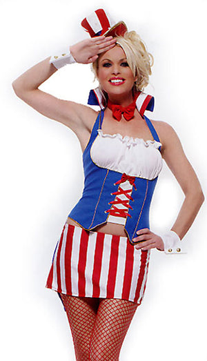 close up of Miss Firecracker 5-pc. stars and stripes costume 83405