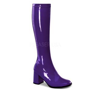 purple knee high GoGo boots 3-inch heel sizes 5-16