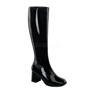 black plus size wide calf gogo boots with 3-inch heels GoGo-300WC
