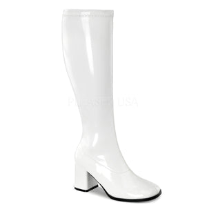 white plus size wide calf gogo boots with 3-inch heels GoGo-300WC