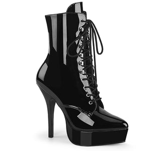 black patent lace-up front ankle boot with 5 1/4-inch heel Indulge-1020