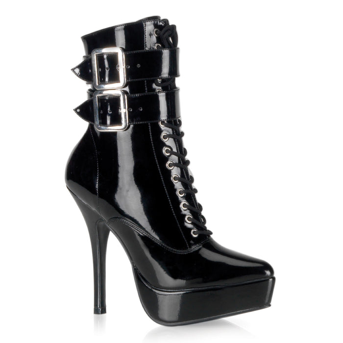 Buckle Lace-Up Ankle Boots with 5-inch Heel INDULGE-1026