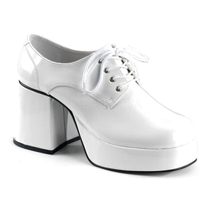 men's white platform disco shoes with 3.5-inch block heel Jazz-02