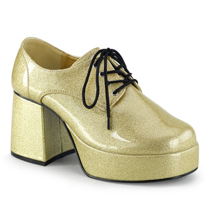 gold Men's disco shoes with 3.5-inch block heel Jazz-02G
