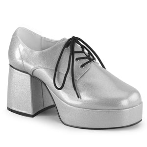 silver Men's disco shoes with 3.5-inch block heel Jazz-02G