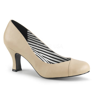 cream faux leather closed toe pumps with 3-inch heels Jenna-01