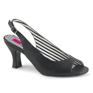 black faux leather slingback peep toe pumps with 3-inch heels Jenna-02