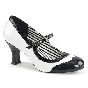 white with black Spectator Mary Jane pump shoes with 3-inch heels Jenna-06