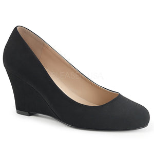 Classic black suede wedge pump shoes with 3-inch heels Kimberly-8