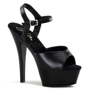 black faux leather Platform sandal high heel shoes with 6-inch heels Kiss-209
