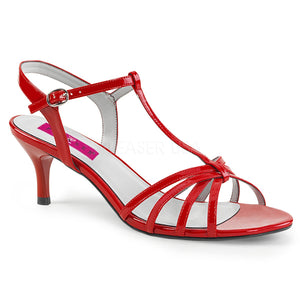 red T-Strap open toe sandal shoes with 2-inch kitten heel Kitten-06