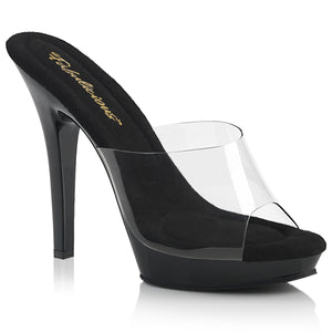 platform slide shoe with a clear vamp and 5-inch spike heel LIP-101